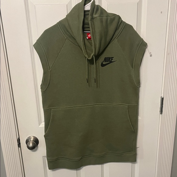 Nike Other - Nike Green Sleeveless Hoodie with Black Logo